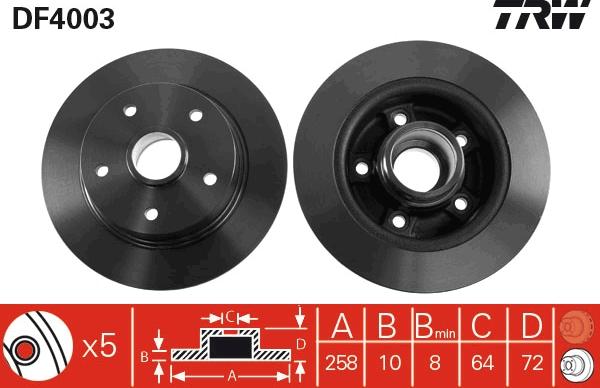 TRW DF4003 - Bremžu diski www.autospares.lv