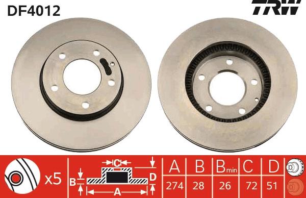 TRW DF4012 - Bremžu diski www.autospares.lv