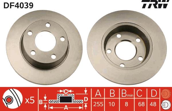 TRW DF4039 - Тормозной диск www.autospares.lv