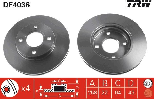 TRW DF4036 - Тормозной диск www.autospares.lv