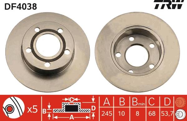 TRW DF4038 - Bremžu diski www.autospares.lv