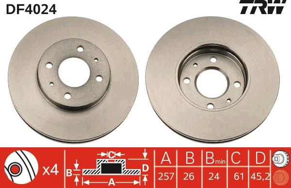 TRW DF4024 - Bremžu diski www.autospares.lv