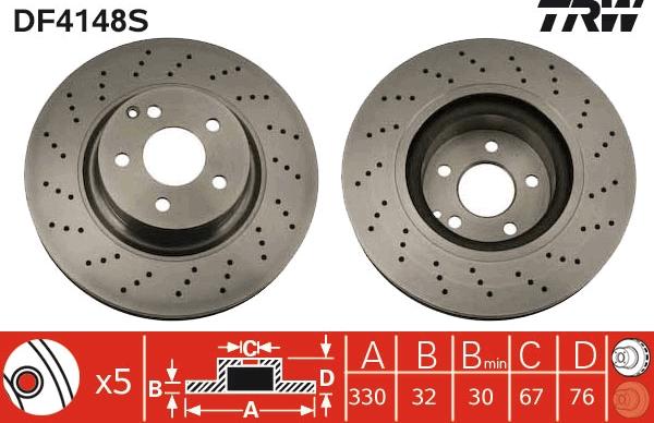 TRW DF4148S - Bremžu diski www.autospares.lv