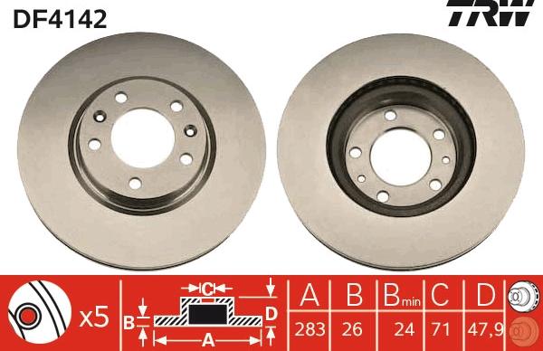 TRW DF4142 - Bremžu diski www.autospares.lv