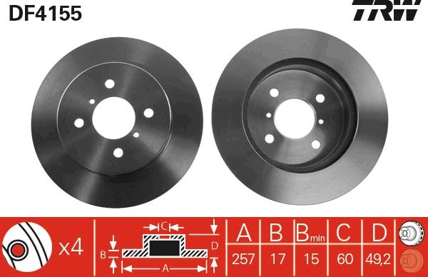 TRW DF4155 - Bremžu diski www.autospares.lv