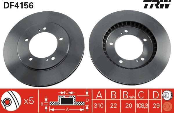 TRW DF4156 - Bremžu diski www.autospares.lv