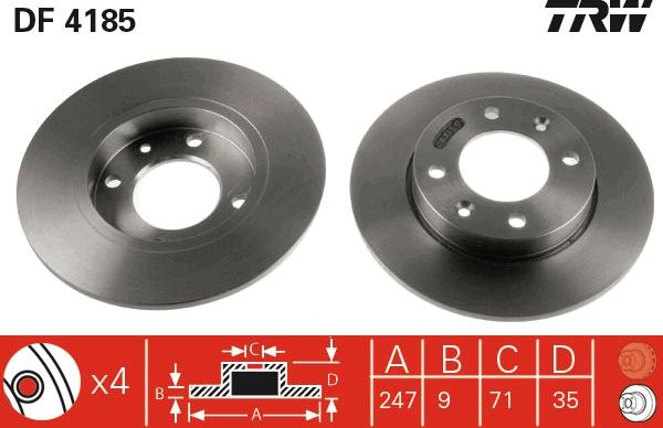 TRW DF4185 - Brake Disc www.autospares.lv