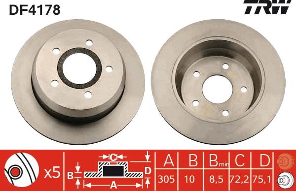 TRW DF4178 - Bremžu diski www.autospares.lv