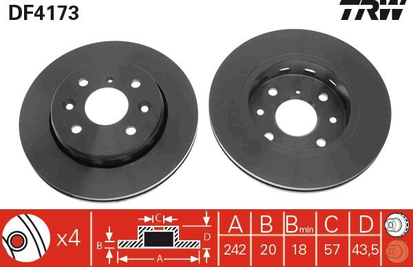 TRW DF4173 - Bremžu diski www.autospares.lv