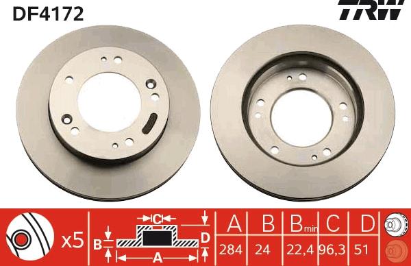 TRW DF4172 - Bremžu diski www.autospares.lv