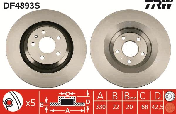 TRW DF4893S - Bremžu diski www.autospares.lv