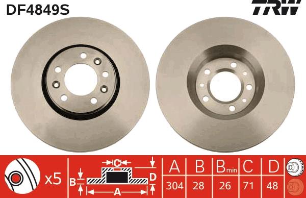 TRW DF4849S - Bremžu diski www.autospares.lv