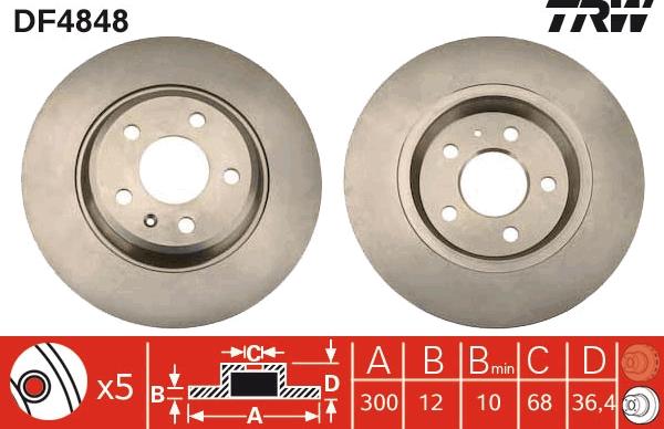 TRW DF4848 - Тормозной диск www.autospares.lv