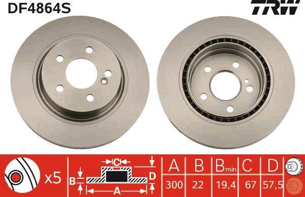 TRW DF4864S - Bremžu diski www.autospares.lv