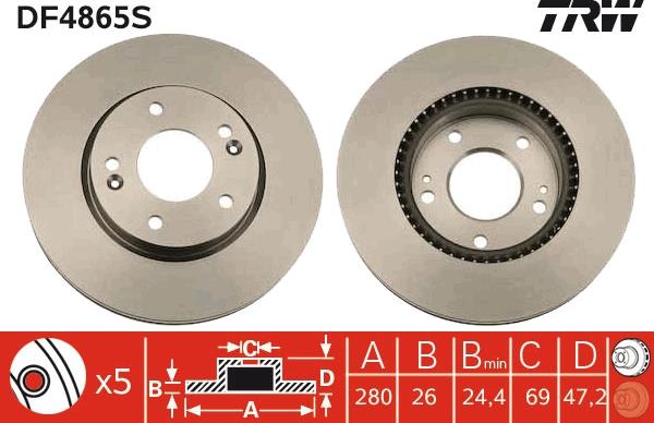 TRW DF4865S - Bremžu diski www.autospares.lv