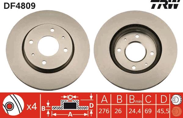 TRW DF4809 - Bremžu diski www.autospares.lv