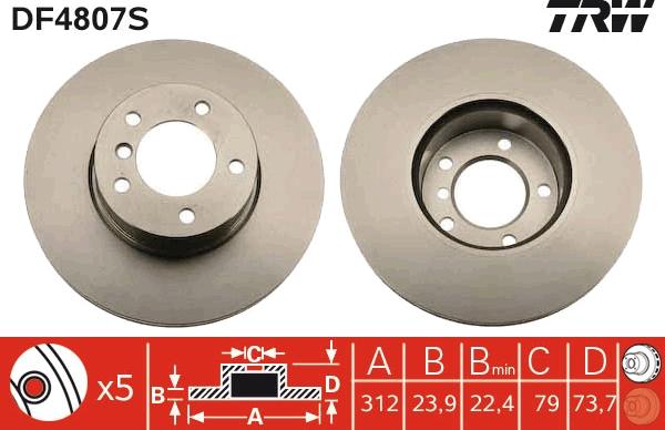 TRW DF4807S - Bremžu diski www.autospares.lv