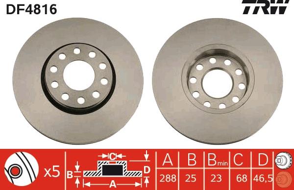 TRW DF4816 - Bremžu diski www.autospares.lv