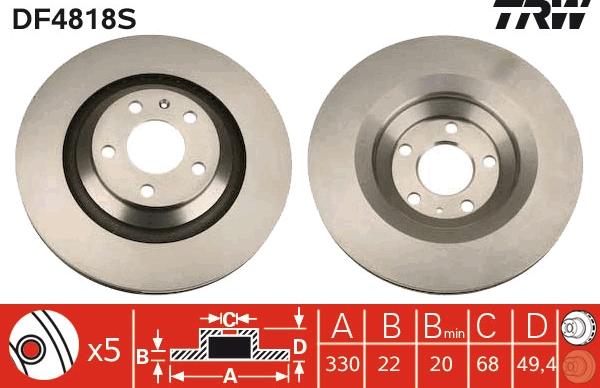 TRW DF4818S - Bremžu diski www.autospares.lv