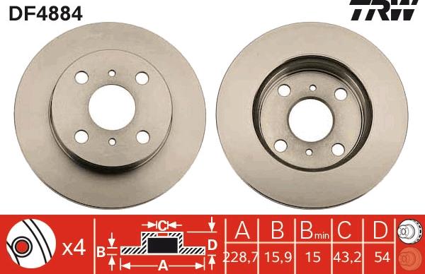 TRW DF4884 - Bremžu diski www.autospares.lv