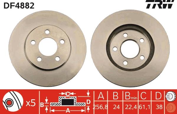 TRW DF4882 - Bremžu diski www.autospares.lv