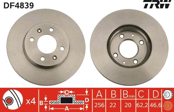 TRW DF4839 - Bremžu diski www.autospares.lv