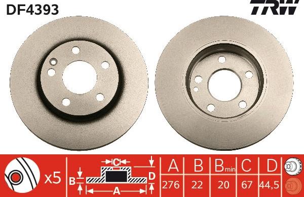 TRW DF4393 - Bremžu diski www.autospares.lv