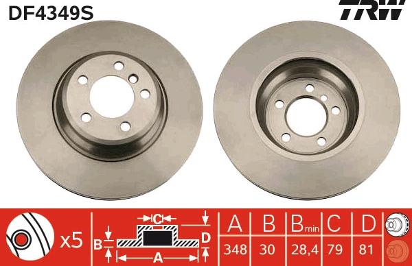 TRW DF4349S - Bremžu diski www.autospares.lv