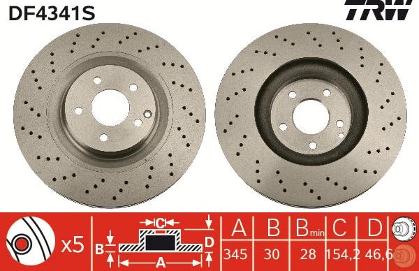 TRW DF4341S - Bremžu diski www.autospares.lv