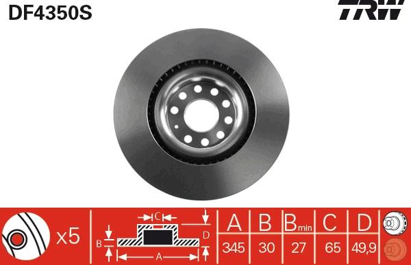 TRW DF4350S - Bremžu diski autospares.lv