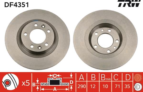 TRW DF4351 - Bremžu diski www.autospares.lv