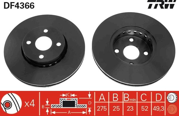 TRW DF4366 - Bremžu diski www.autospares.lv