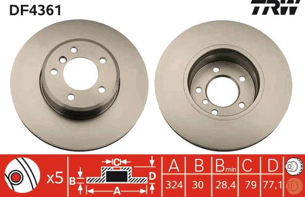 TRW DF4361 - Bremžu diski www.autospares.lv