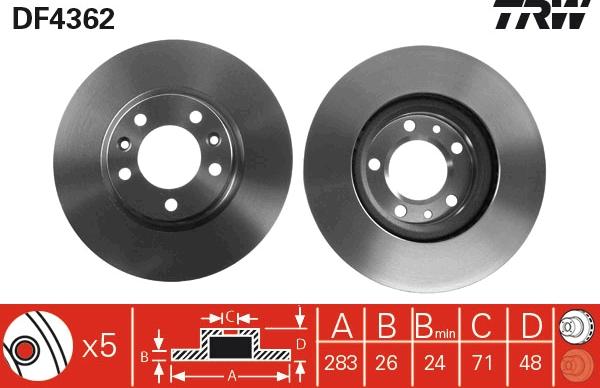 TRW DF4362 - Bremžu diski www.autospares.lv