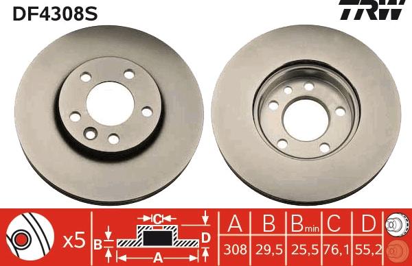 TRW DF4308S - Bremžu diski www.autospares.lv