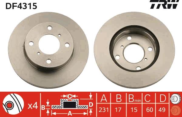 TRW DF4315 - Bremžu diski www.autospares.lv