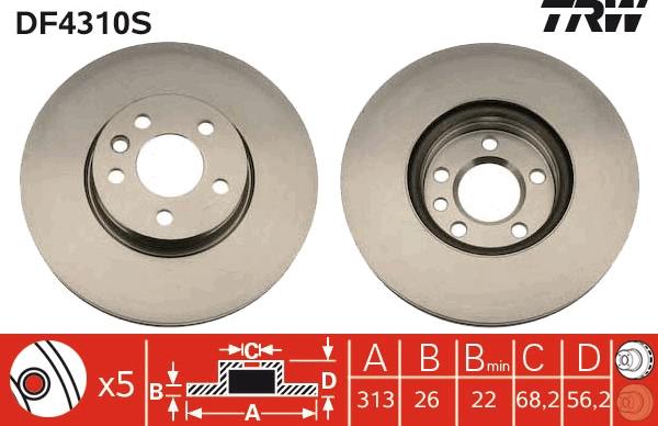 TRW DF4310S - Brake Disc www.autospares.lv