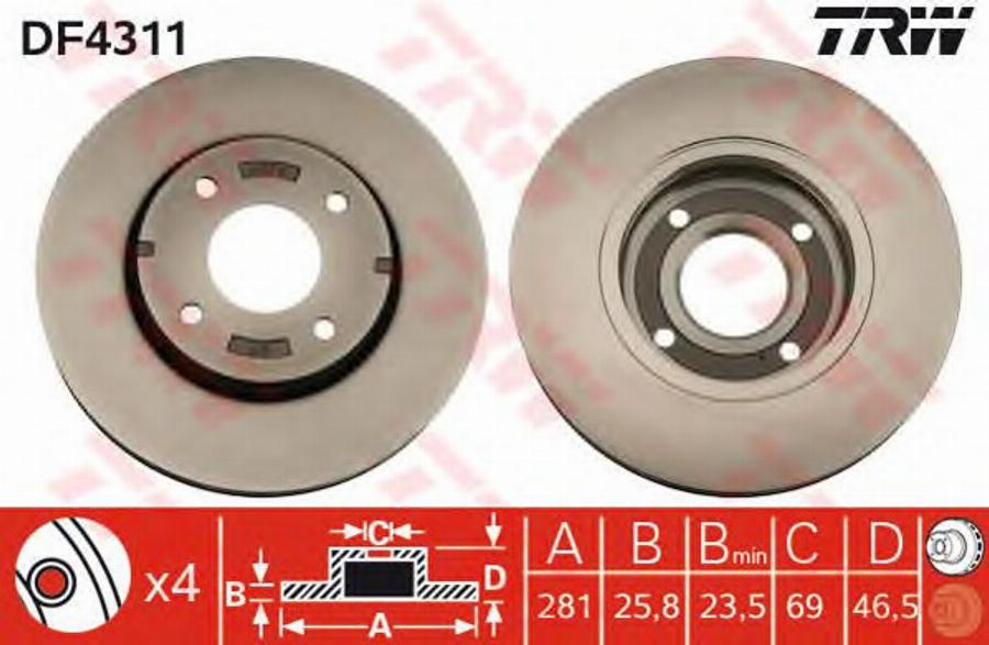 TRW DF4311BP - Bremžu diski www.autospares.lv