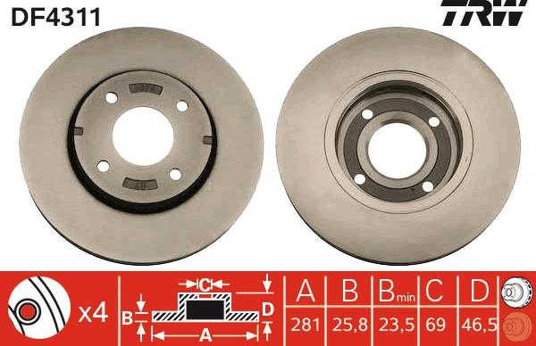 TRW DF4311 - Bremžu diski www.autospares.lv