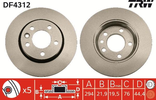 TRW DF4312 - Bremžu diski www.autospares.lv