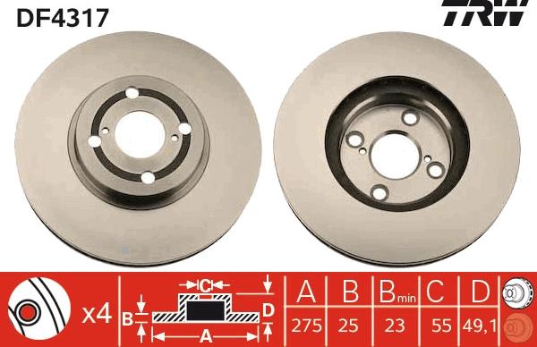 TRW DF4317 - Bremžu diski autospares.lv