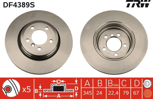 TRW DF4389S - Bremžu diski www.autospares.lv