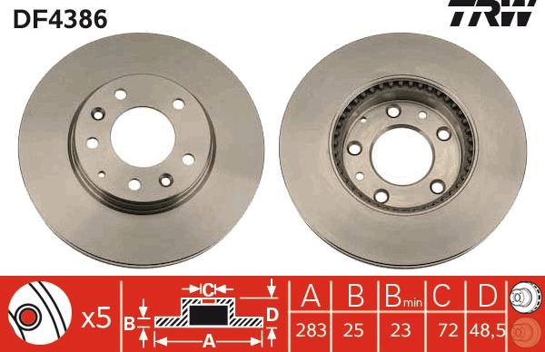 TRW DF4386 - Bremžu diski www.autospares.lv