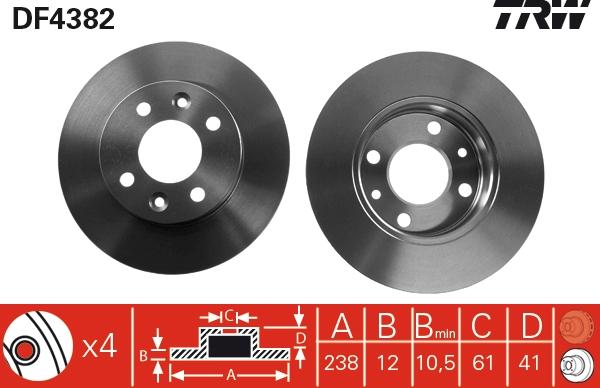 TRW DF4382 - Bremžu diski www.autospares.lv