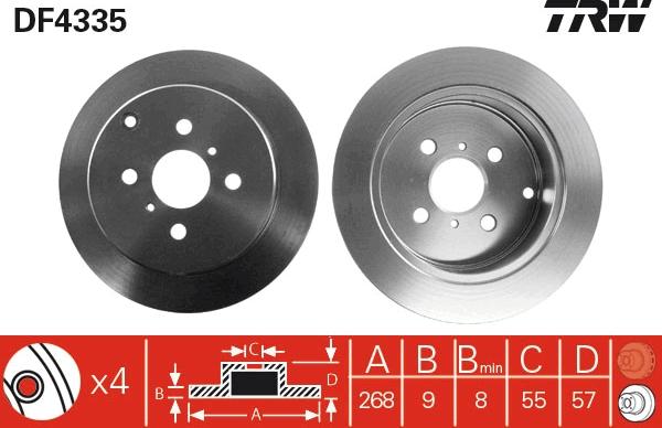 TRW DF4335 - Тормозной диск www.autospares.lv