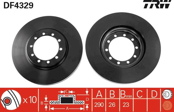 TRW DF4329 - Bremžu diski www.autospares.lv