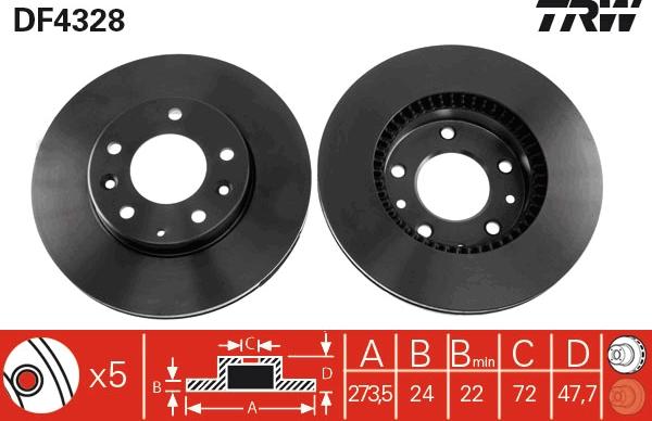 TRW DF4328 - Bremžu diski www.autospares.lv