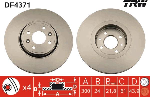 TRW DF4371 - Bremžu diski www.autospares.lv