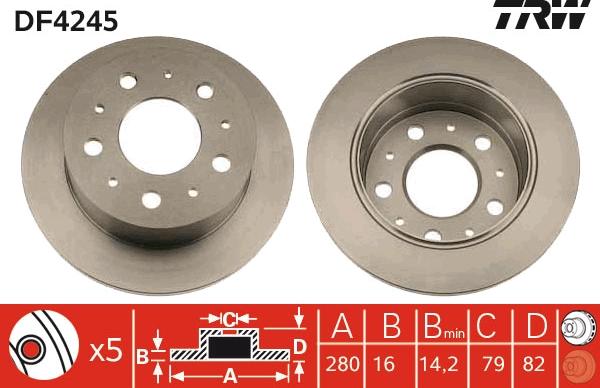 TRW DF4245 - Тормозной диск www.autospares.lv