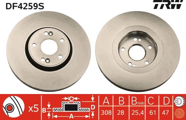 TRW DF4259S - Brake Disc www.autospares.lv